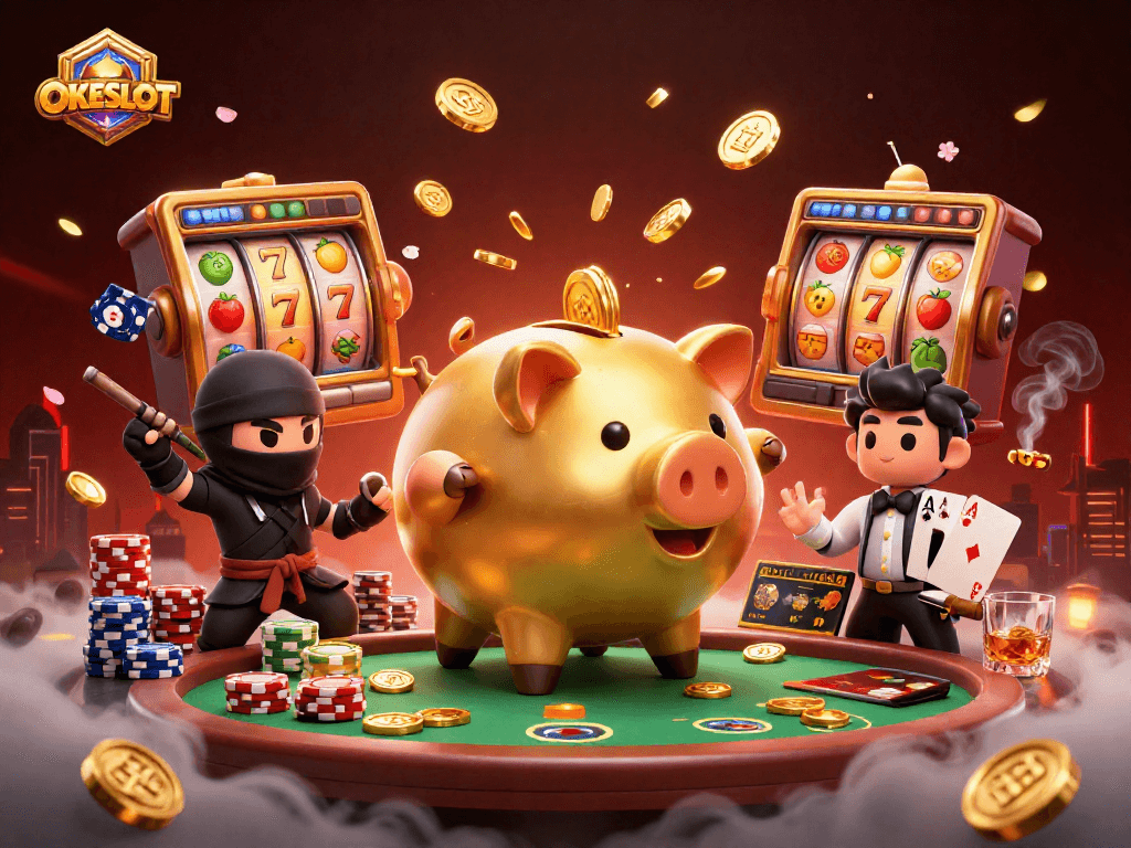 OKESLOT menghadirkan aksi seru di permainan slot dengan karakter unik dan elemen kasino menarik.