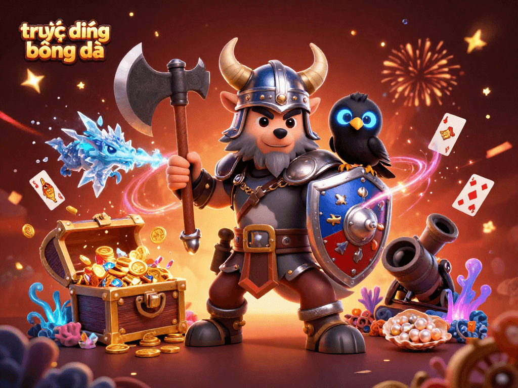 Experience thrilling trực tiếp bóng đá with immersive characters and dynamic action elements in this 3D illustration.
