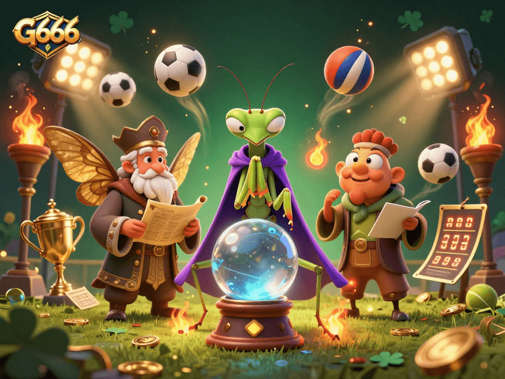 Experience the thrill of betting at G666 with our dynamic casino scene featuring fortune tellers and sports elements.