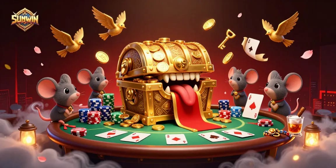 SUNWIN invites players into a dynamic poker scene filled with characters and vibrant casino elements.