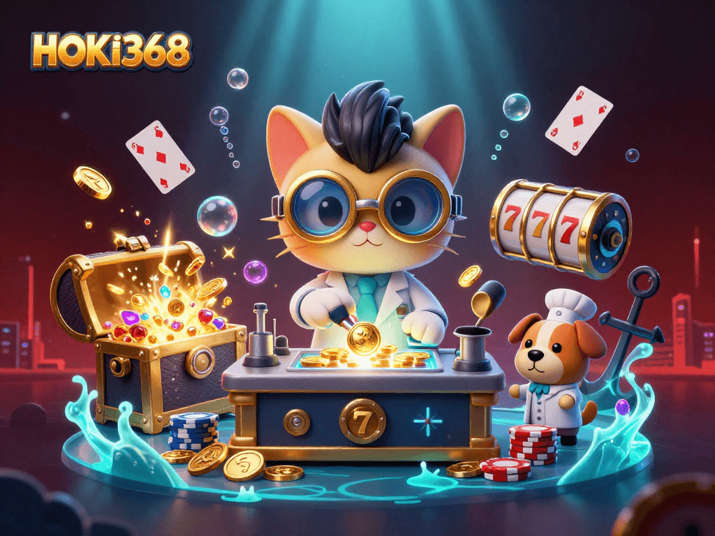 Experience thrilling online gaming at HOKI368 with vibrant visuals and dynamic casino elements.