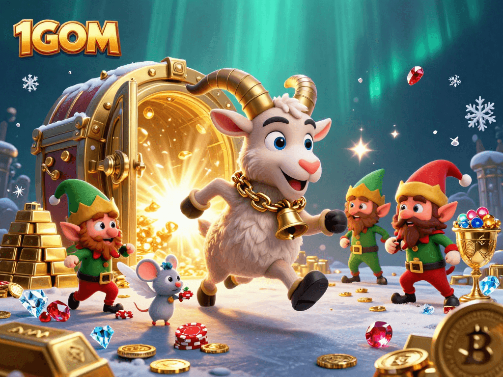 Experience thrilling action at 1GOM's holiday-horror casino with Krampus and mischievous elves!