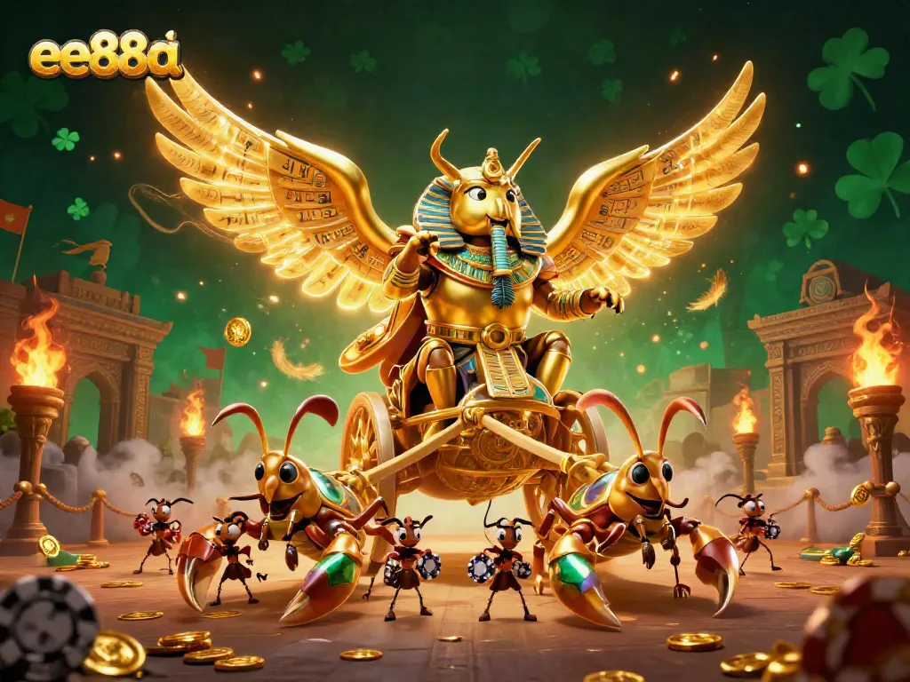 Engage with thrilling games at ee88a, featuring a fantasy casino with dynamic characters and vibrant elements.