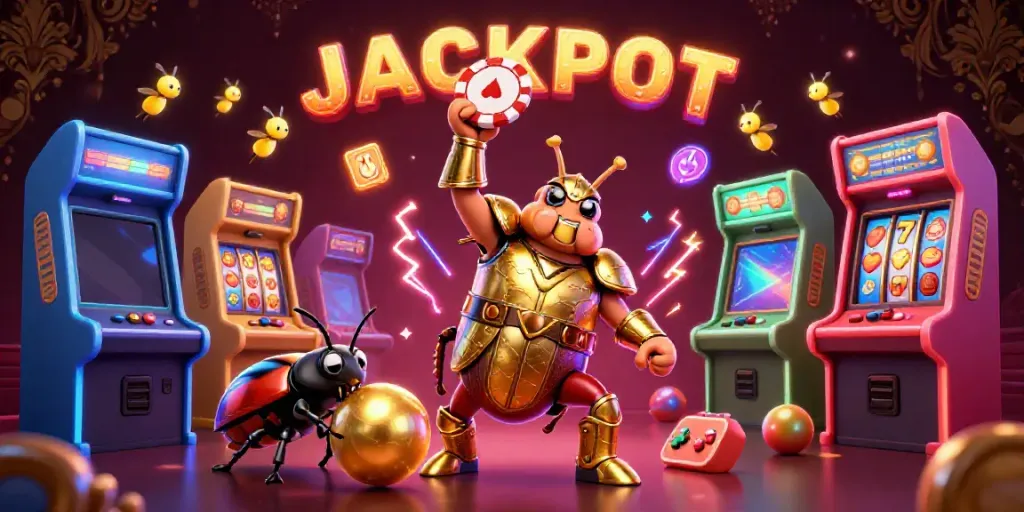 Gali jackpot di bingoslot 88 dengan karakter menarik serta mesin slot berwarna-warni.