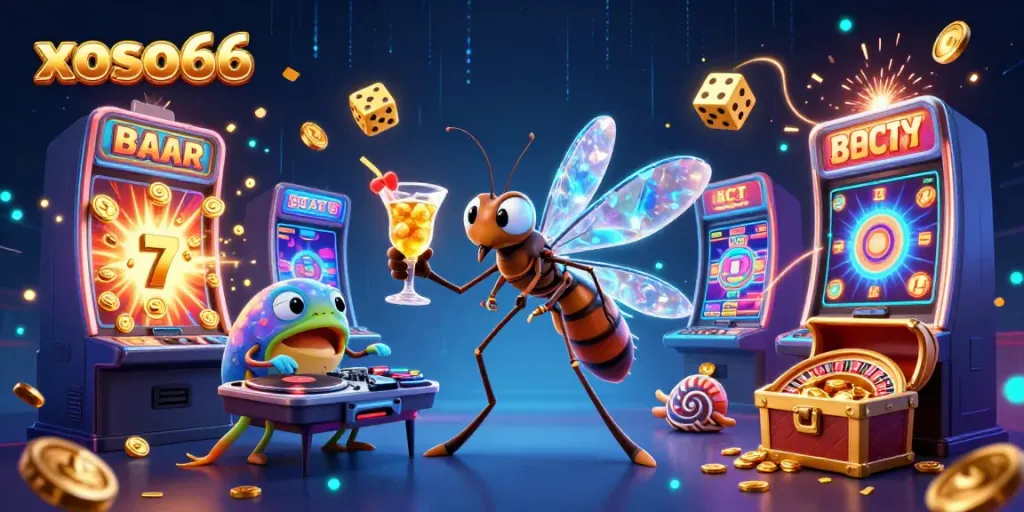 Engage in exciting gameplay at xoso66 with a vibrant casino scene filled with thrilling elements and characters.