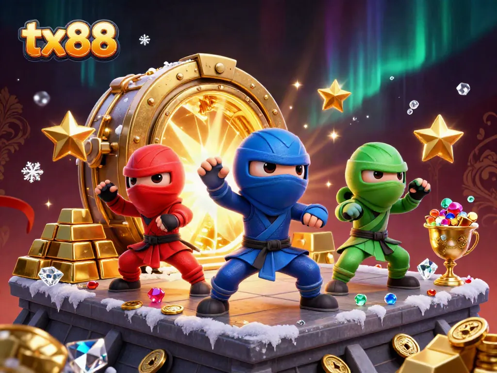 Experience thrilling gaming action with tx88's vibrant online casino scene featuring dynamic chameleon ninjas.