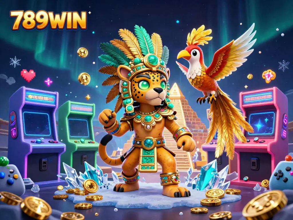 Engage in epic gaming at 789WIN with vibrant 3D elements and a majestic Mayan theme.