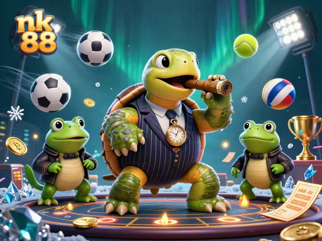 Place your bets with nk 88 in this lively casino-themed illustration featuring vibrant characters and actions.