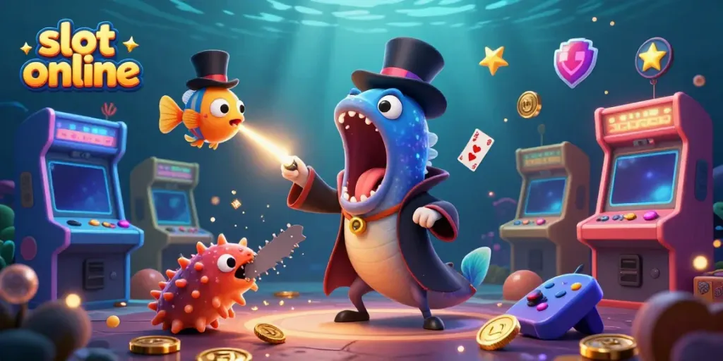 Engage with slot online action through a vibrant underwater casino magic scene featuring unique ocean characters.
