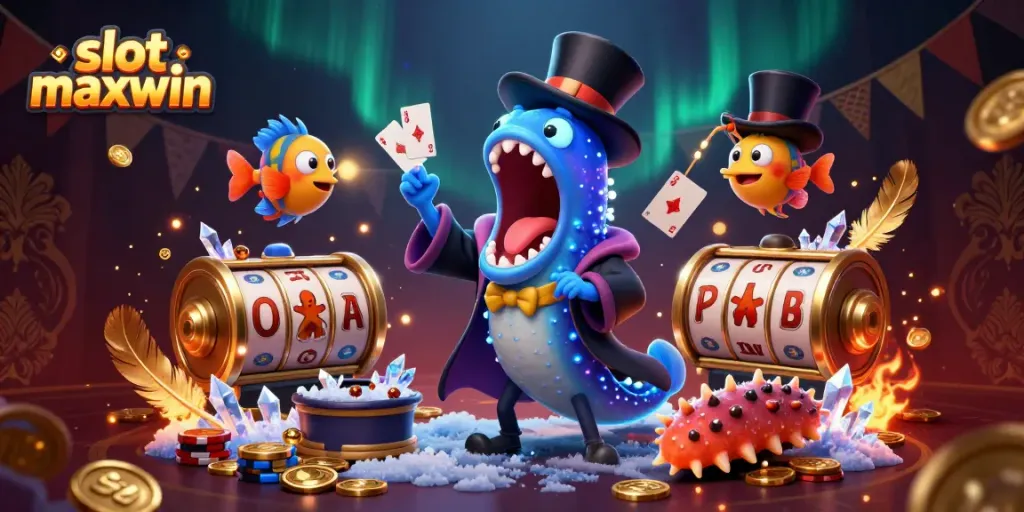 Permainan slot maxwin dengan karakter unik dalam ilustrasi 3D yang dinamis dan penuh warna.