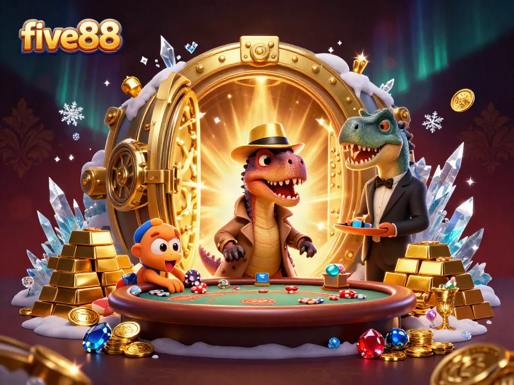 Engage in thrilling gameplay at five88, where a velociraptor secretly counts cards at a blackjack table.