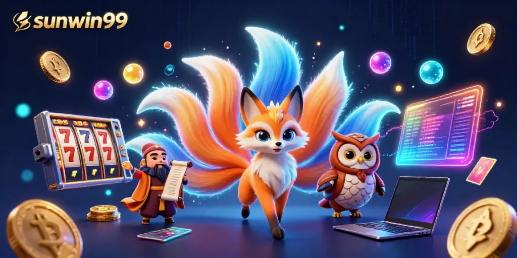 Experience the magic of sunwin99 with vibrant casino elements and enchanting characters.