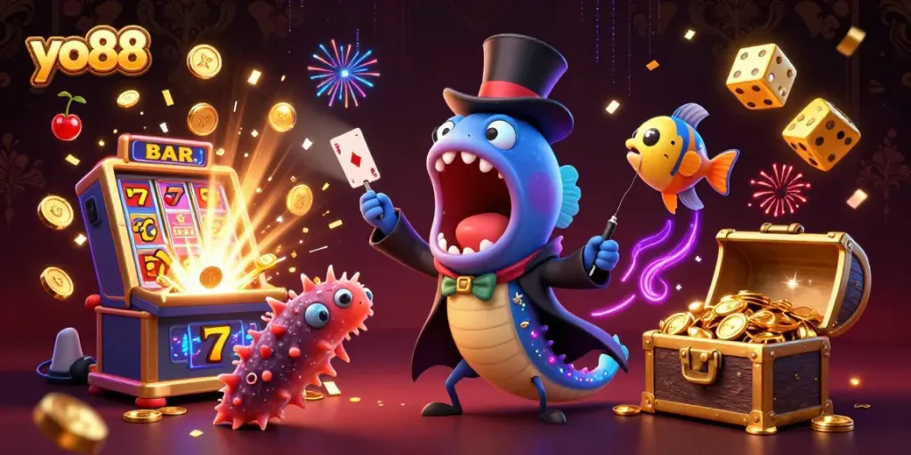 Experience thrilling yo88 gameplay with a captivating scene of casino magic and excitement.