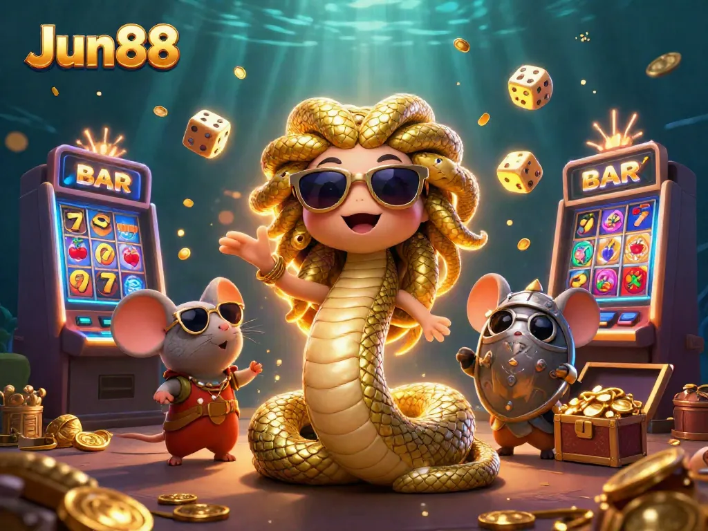 Engage in thrilling gameplay at Jun88, featuring fun 3D casino characters and vibrant game elements.
