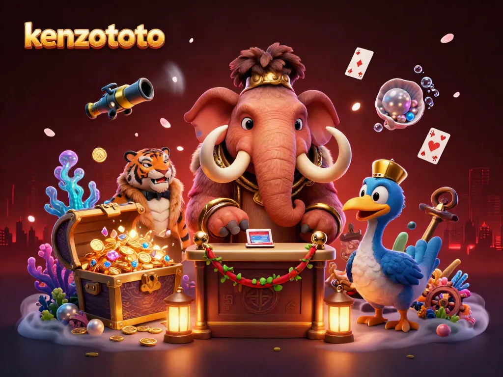 Engage with kenzototo's thrilling fish shooting game atmosphere featuring 3D cartoon characters.
