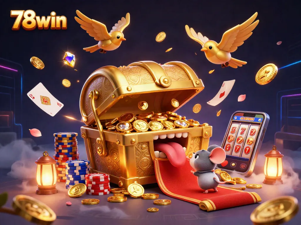 Engaging illustration of 78win's online casino features captivating slots and poker.