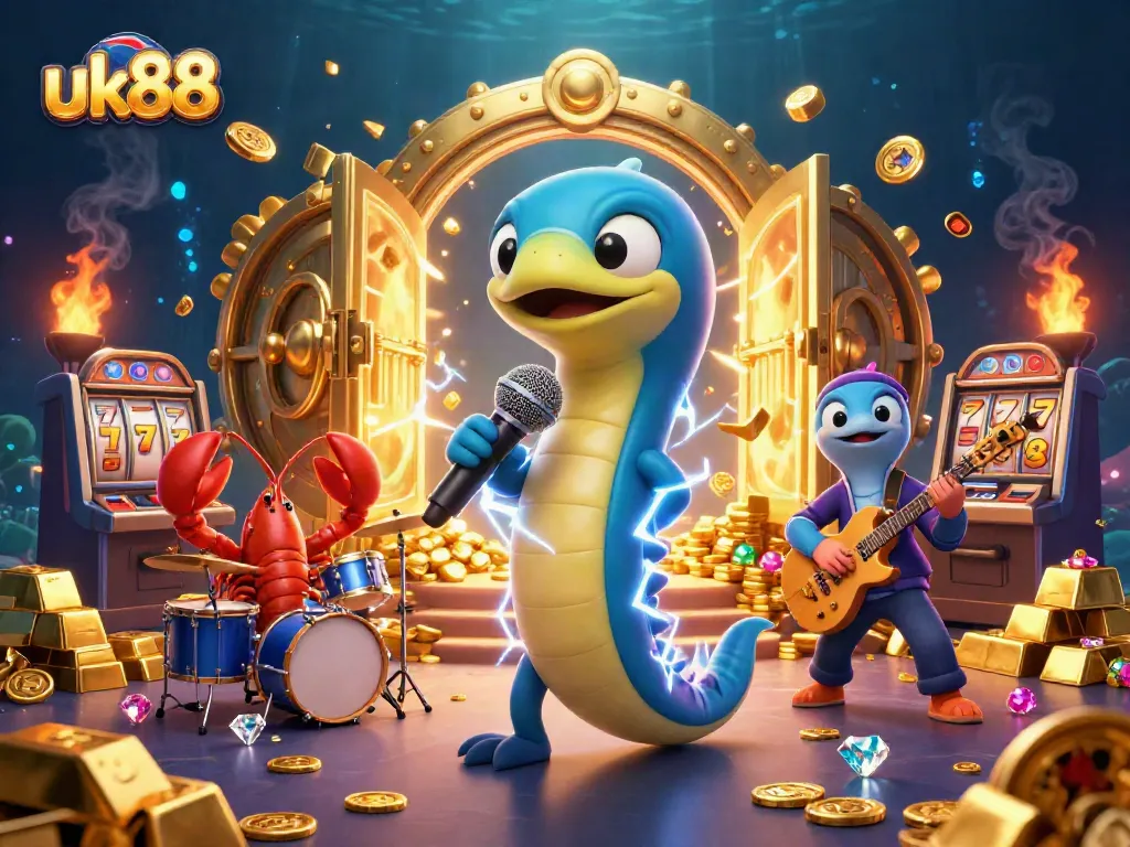 Spin to win with uk88 as a DJ electric eel brings life to the underwater casino!