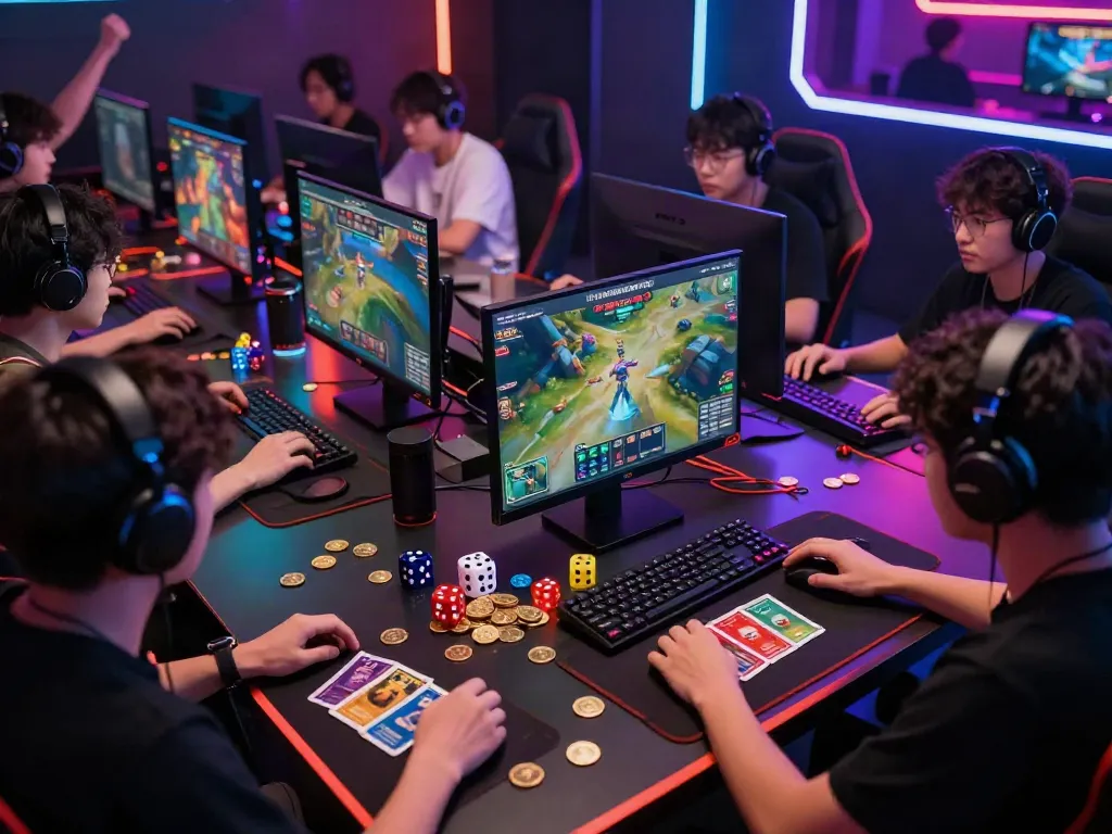 Exciting gameplay at https://hitclubt3.com/ with players immersed in vibrant online games surrounded by colorful digital elements.