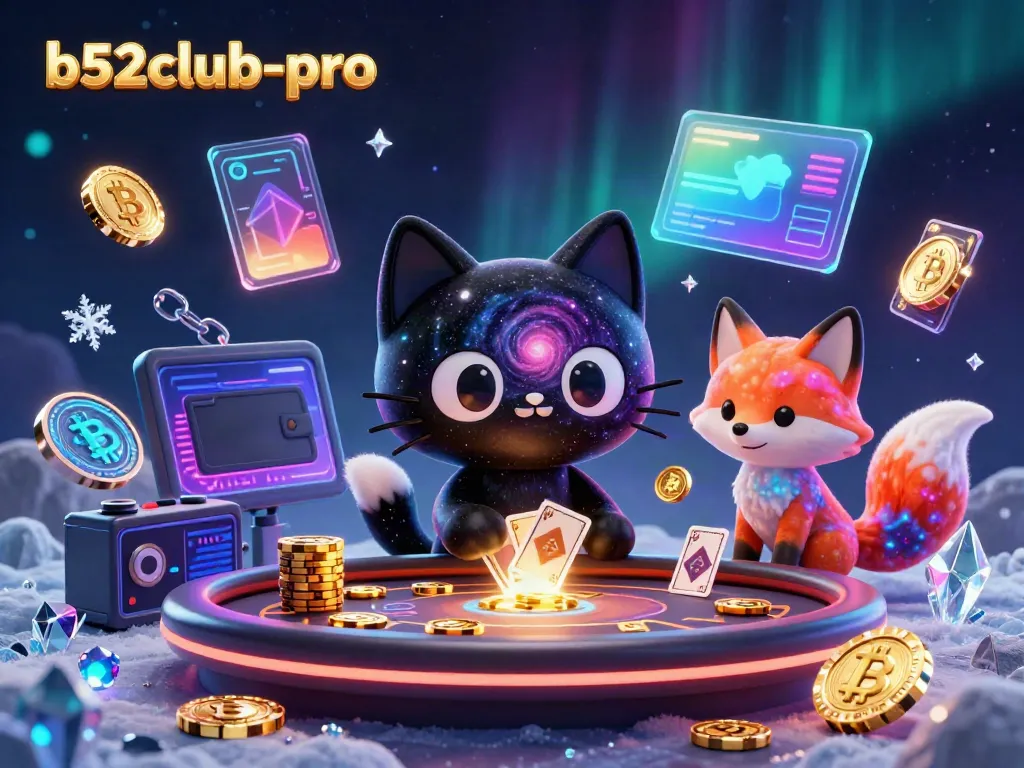 Engage in cosmic gameplay at b52club-pro with a black hole cat and colorful nebula fox.
