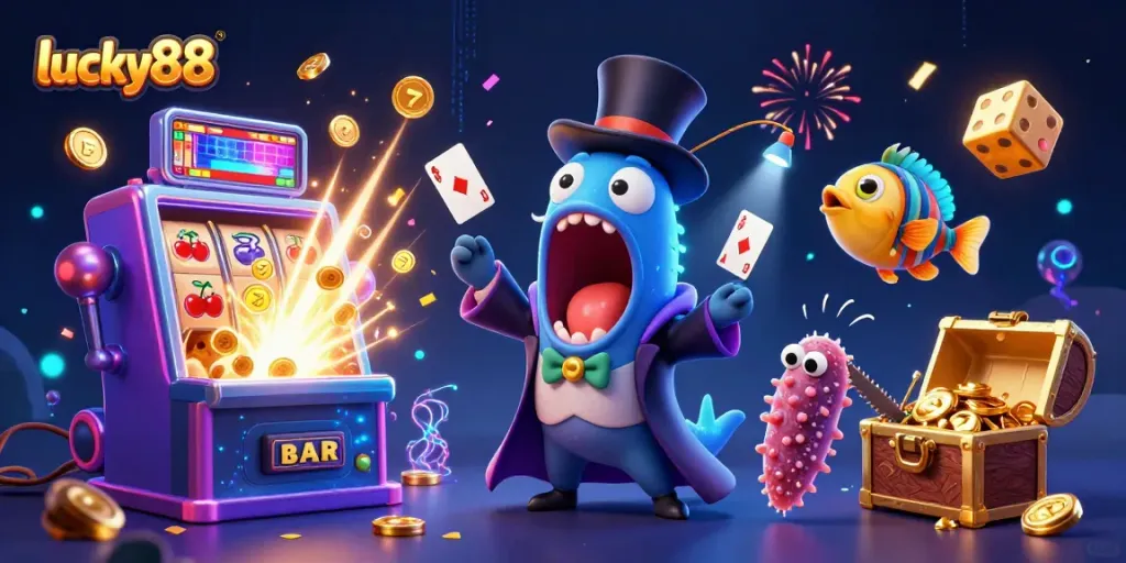 lucky88 offers a vibrant casino experience with 3D characters and dynamic slot game elements