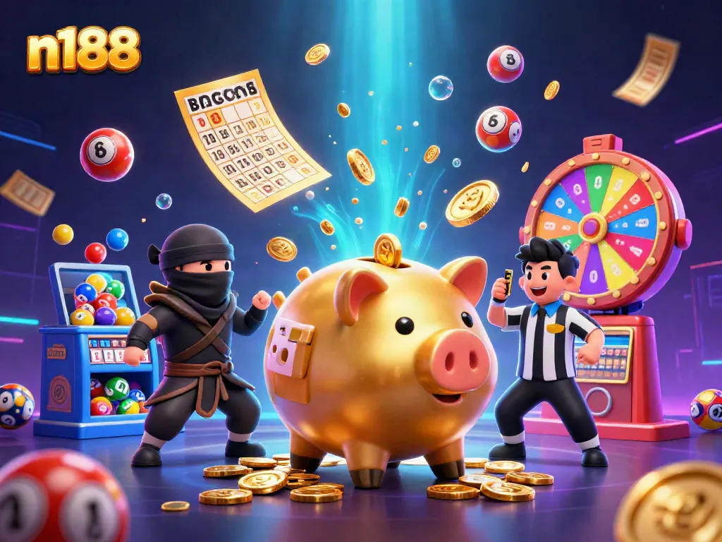 Experience thrilling n188 gaming with vibrant characters and rich casino elements.