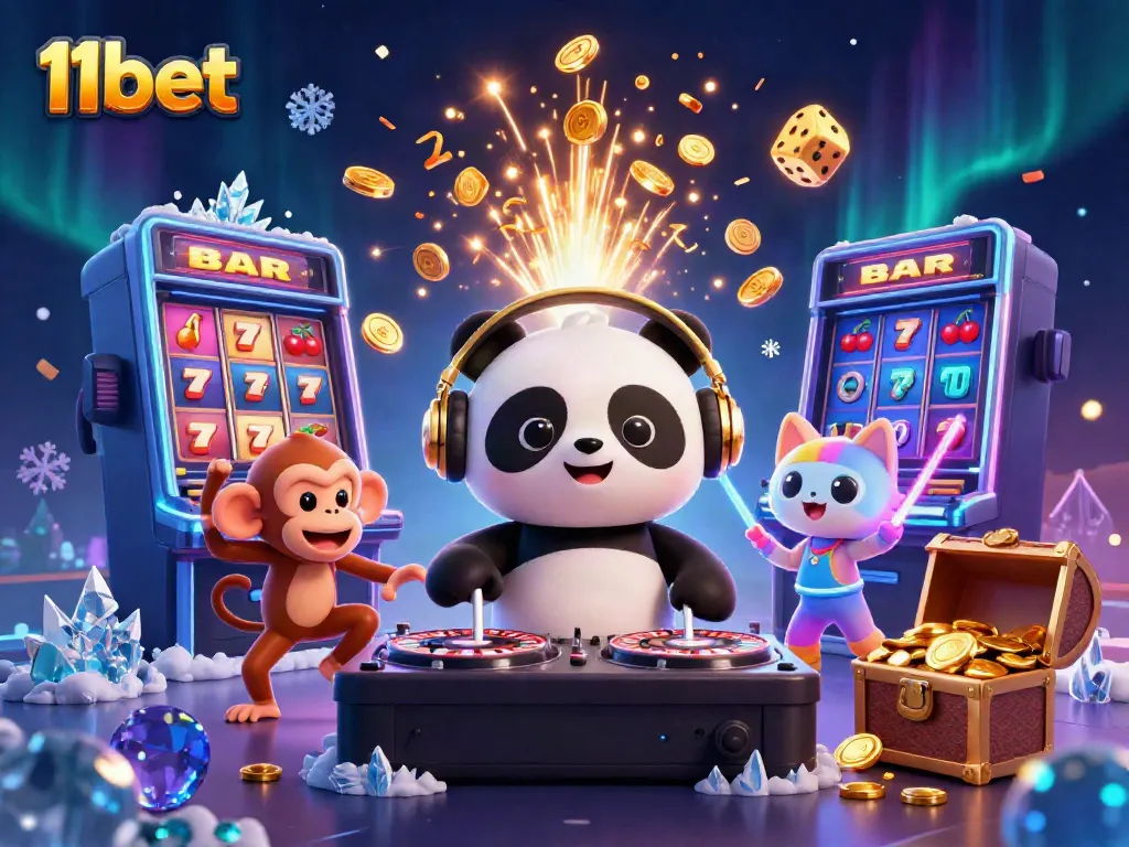 Enjoy thrilling gameplay at 11bet with a vibrant scene of 3D animated characters celebrating casino wins.
