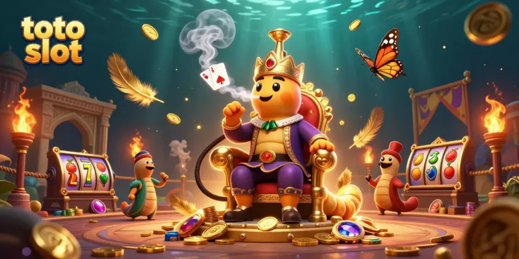 Menangkan jackpot di toto slot dengan karakter kartun unik dalam suasana kasino yang meriah.