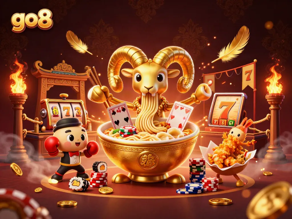 Experience the go8 casino excitement with vibrant characters, golden chips, and dramatic gaming atmosphere.