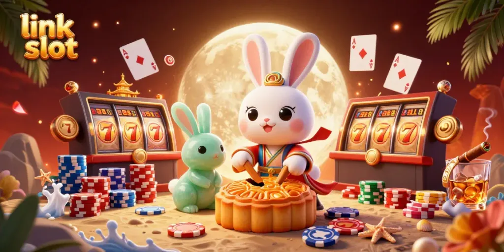Engage with the dynamic link slot experience in this vibrant casino-themed scene.