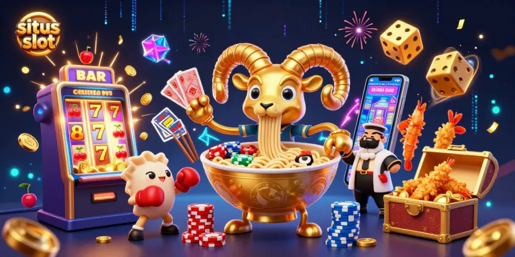 Experience exciting moments at situs slot with a vibrant illustration of a jackpot explosion.
