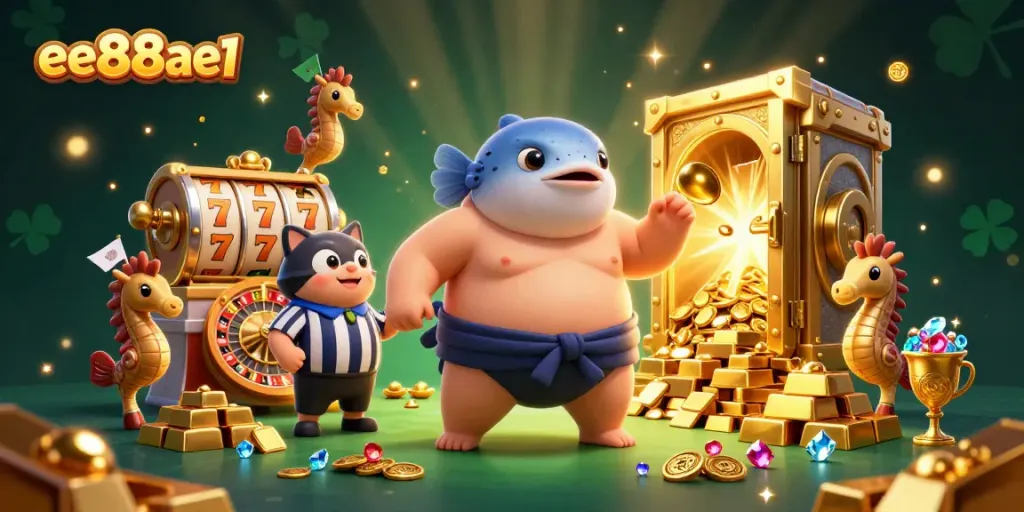 Experience thrilling casino action with ee88ae1 in a vibrant underwater gambling scene.