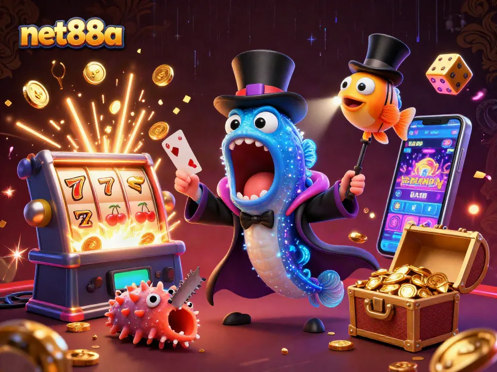 net88a players experience vibrant 3D card magic tricks with lively casino elements
