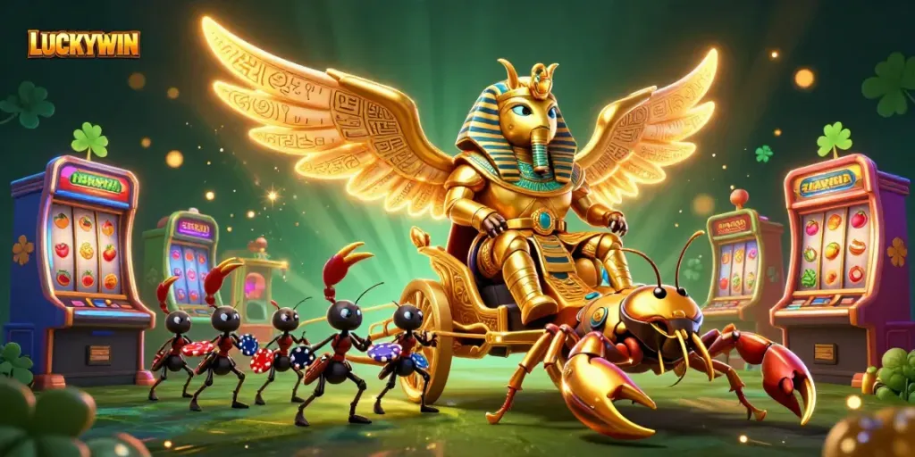 Experience the excitement at LUCKYWIN with vibrant slot machines and rich casino elements.