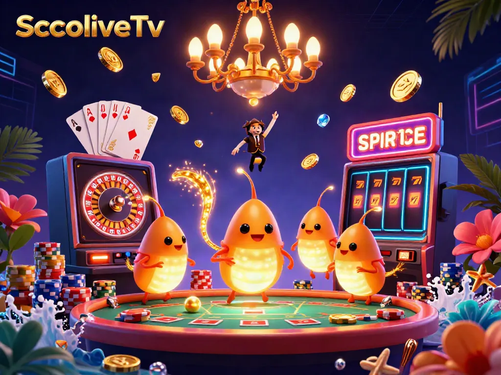 SocoliveTv illuminates a vibrant sports betting scene with animated glowworms and a bat dealer.