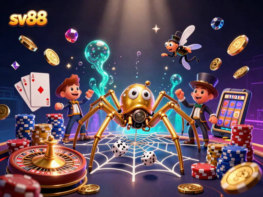 Experience sv88 with dynamic casino action featuring a steampunk spider and brilliant gaming elements.