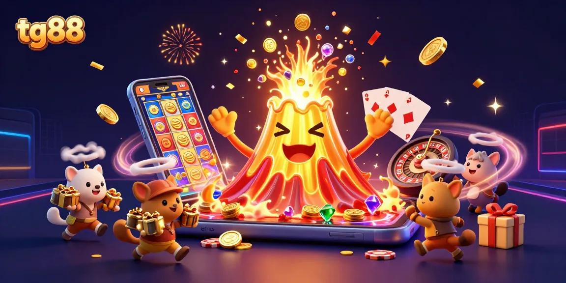 Experience thrilling wins with tg88 in this vibrant 3D illustration showcasing casino excitement and treasure.