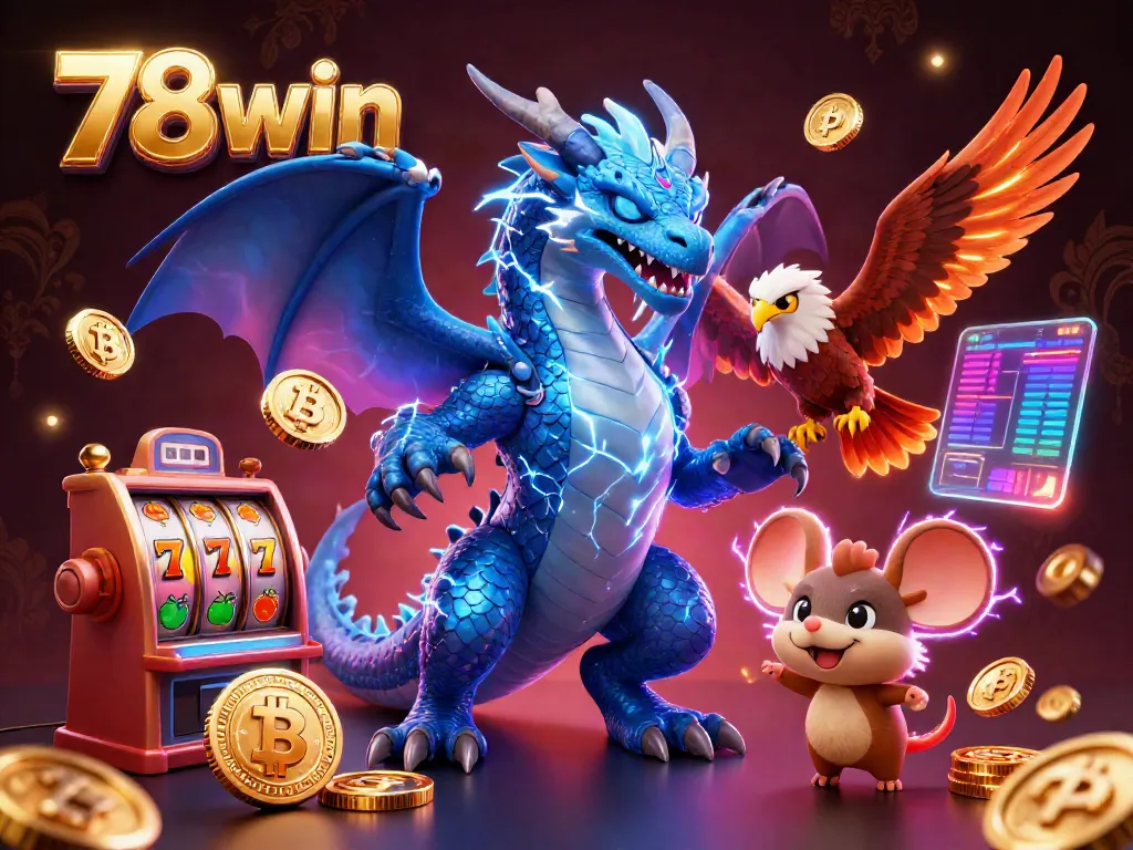 Engage with 78win's thrilling slot adventure featuring a thunder dragon and vibrant game elements.
