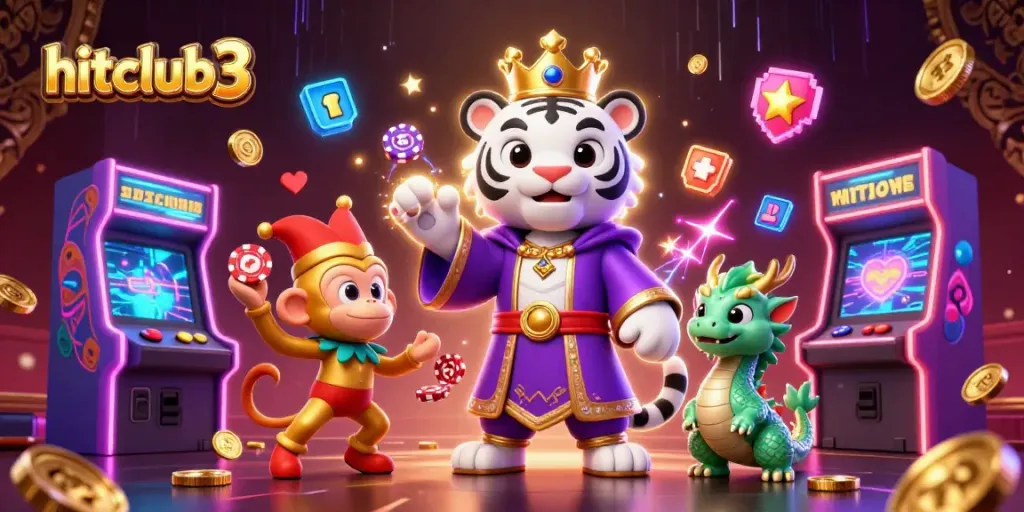 Experience winning opportunities with hitclub3 in a vibrant 3D gambling scene filled with action.