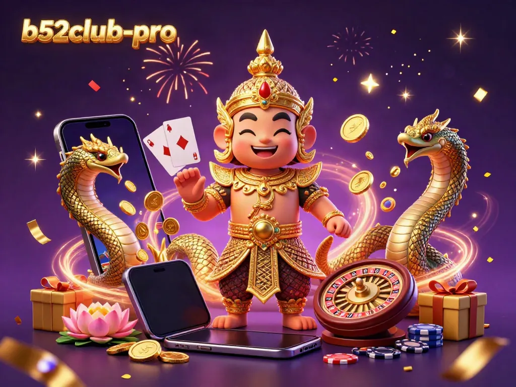 Experience vibrant gaming with b52club-pro featuring a guardian and slot games in action.