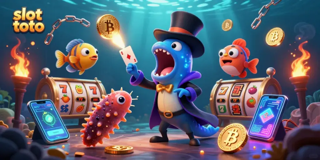 Menggandakan slot toto dengan pengalaman kasino melalui aksi sulap makhluk laut yang unik di dalam gambar.