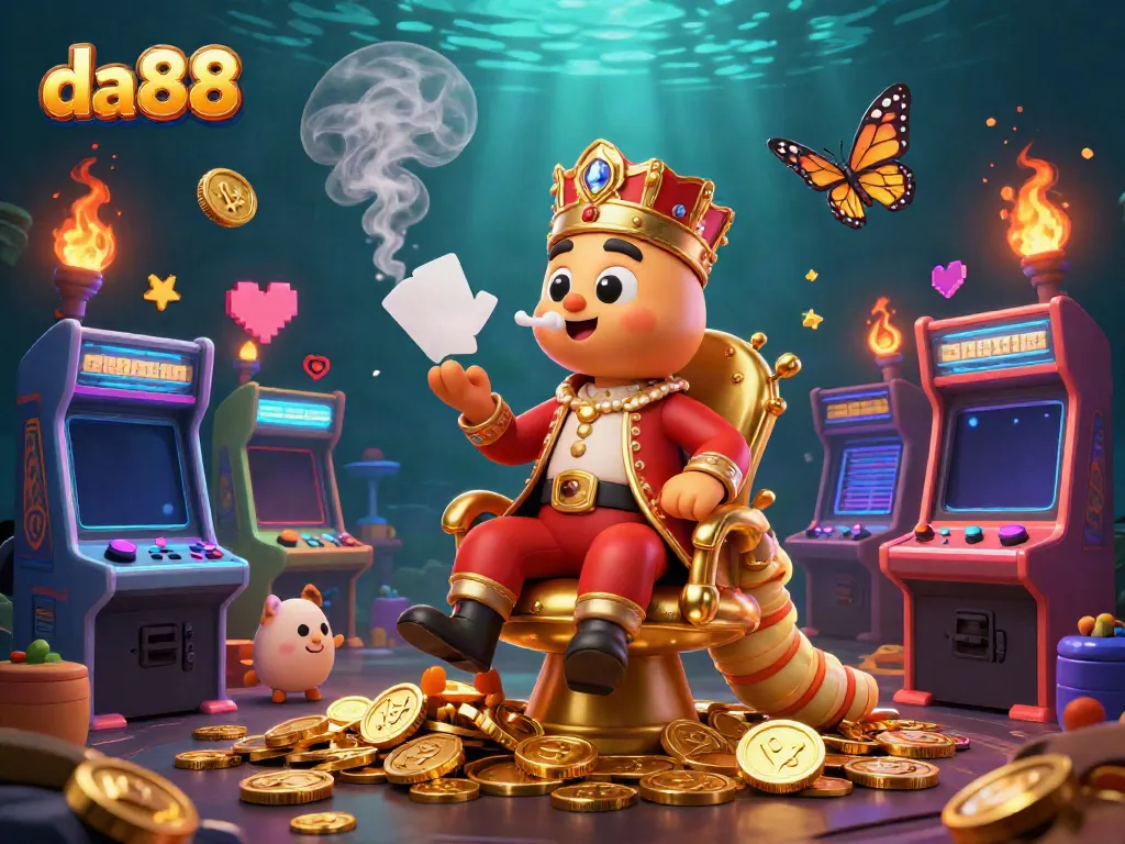 Experience the enchanting world of da88 with vibrant casino illustrations featuring a caterpillar hookah-master.