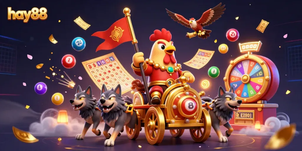Experience exciting gameplay with hay88's thrilling casino-themed illustration.