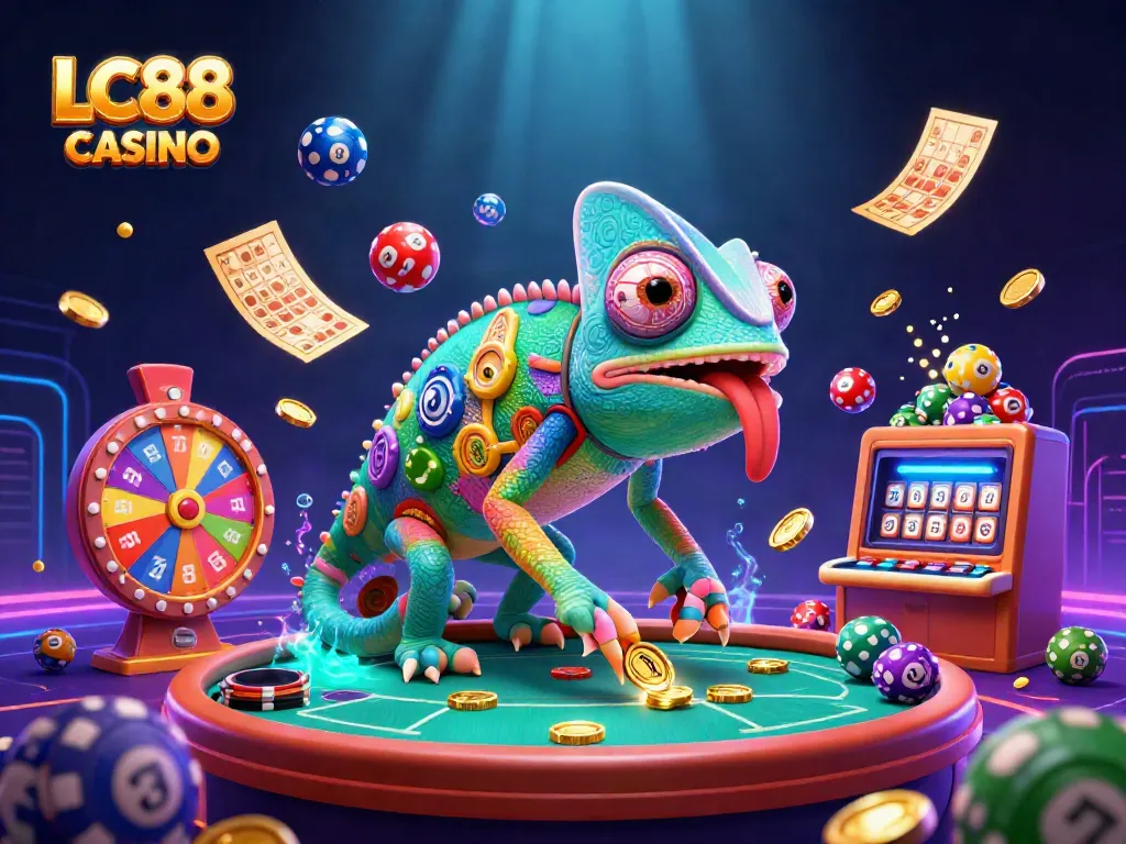 Experience excitement at LC88 CASINO with our vibrant chameleon owner and dynamic game elements.