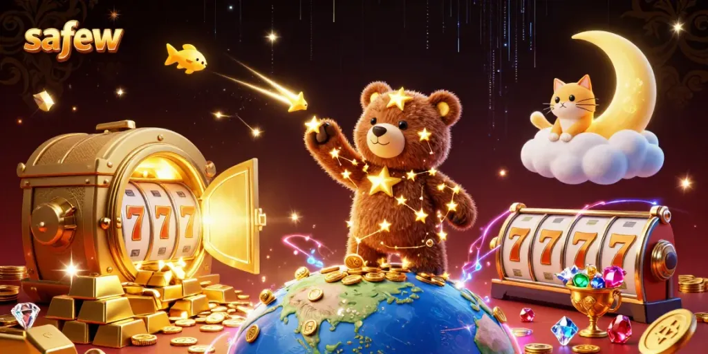 Experience the thrill of safew's casino atmosphere with glittering treasures and magical characters.