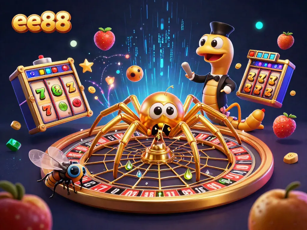 Experience thrilling gameplay at ee88 with a colorful roulette spider scene, embodying excitement.