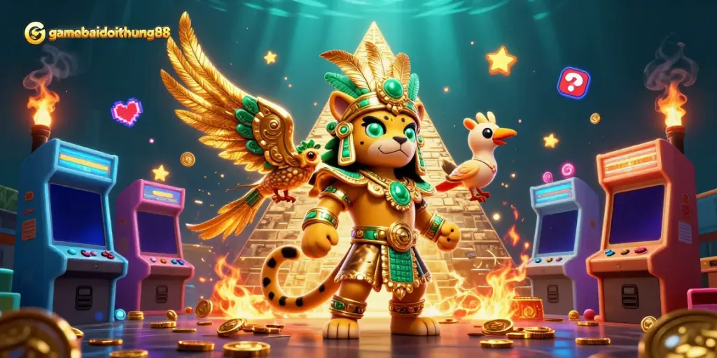 Experience thrilling wins on gamebaidoithuong88 with captivating Mayan casino characters and vibrant game elements.